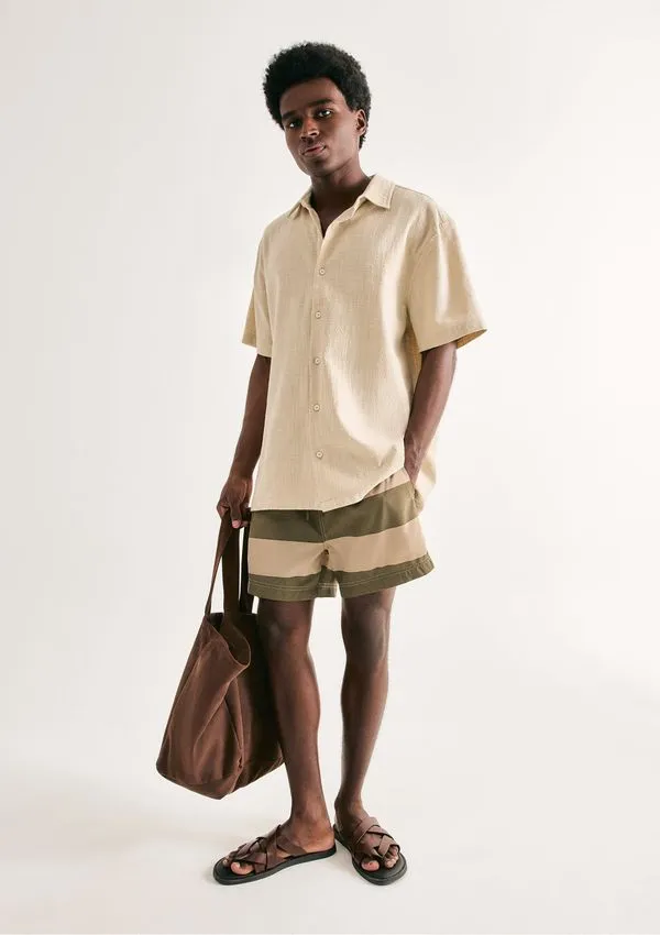 Shorts De Banho Masculino Listrado - Verde M