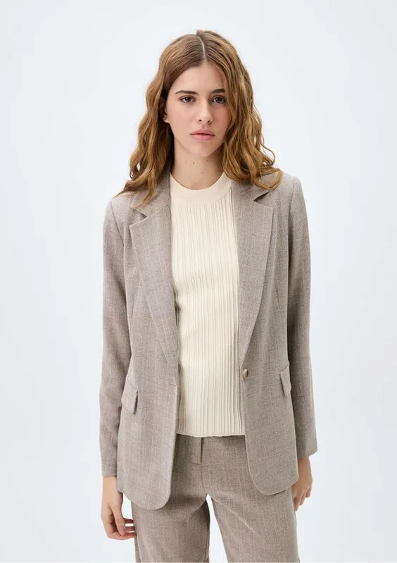 Blazer Feminino Mesclado - Bege M