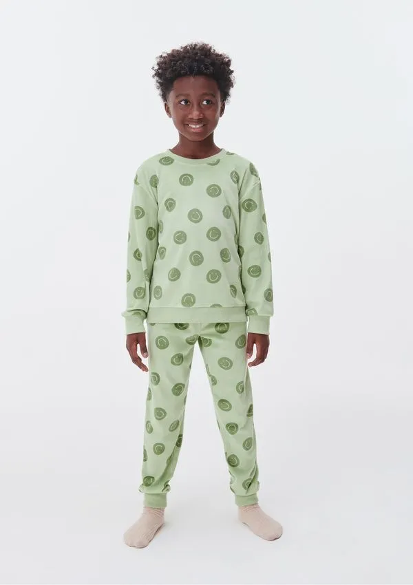 Pijama Longo Infantil Menino Estampado - Verde 014