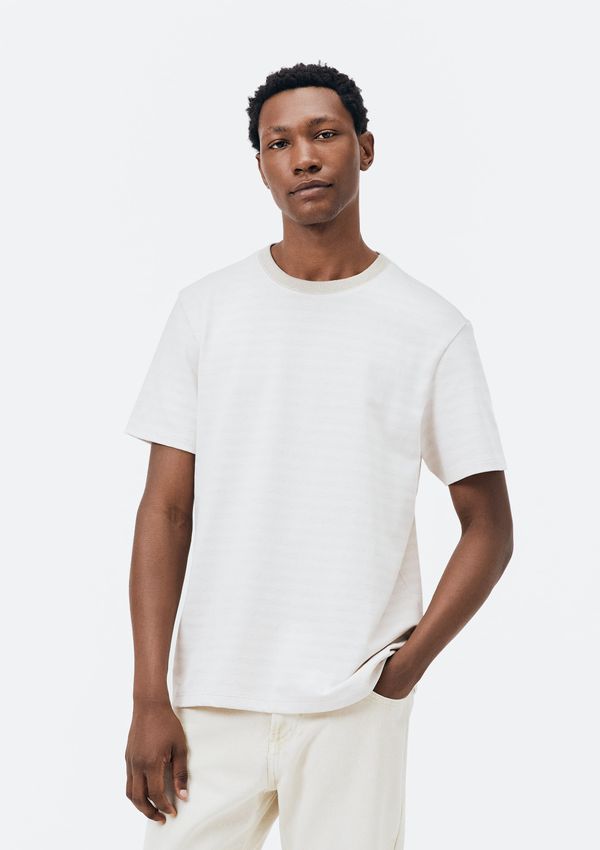 Camiseta Masculina Comfort Com Listras Claras - Off white P