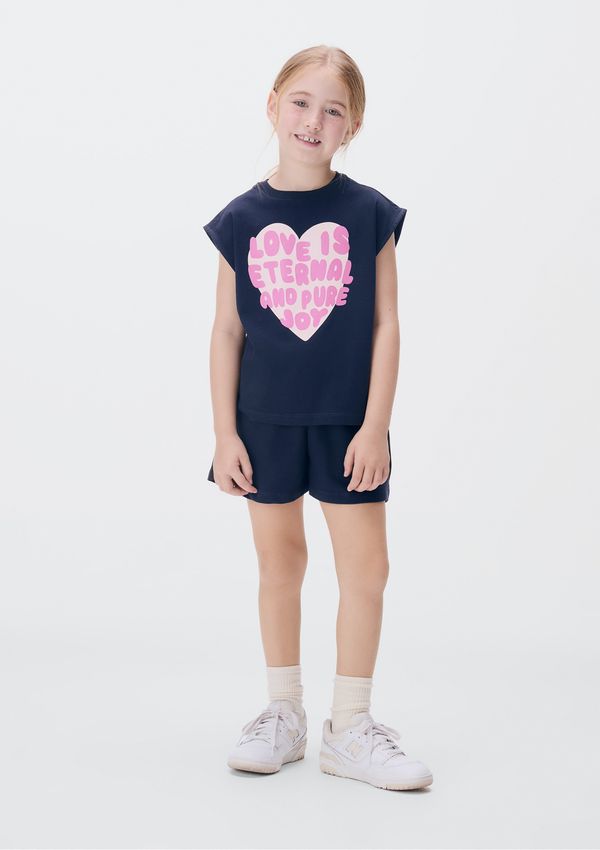 Conjunto Curto Infantil Menina Com Estampa - Azul 005