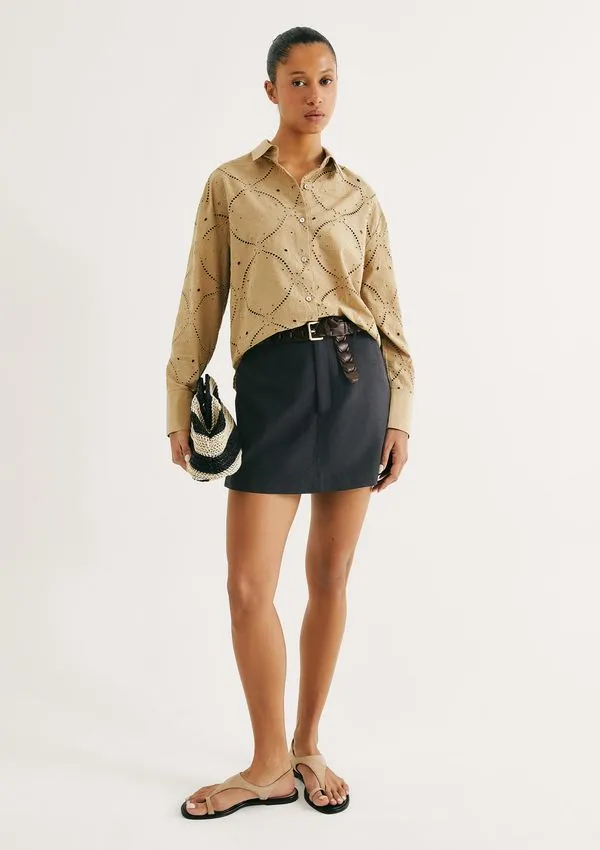 Shorts Saia Reto Cintura Alta - Preto 044
