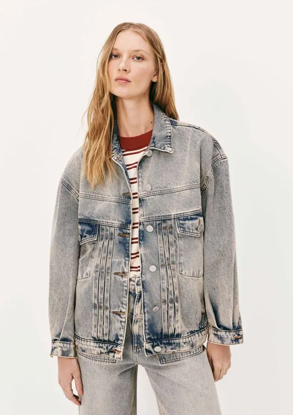 Jaqueta Jeans Feminina Oversized - Azul XP