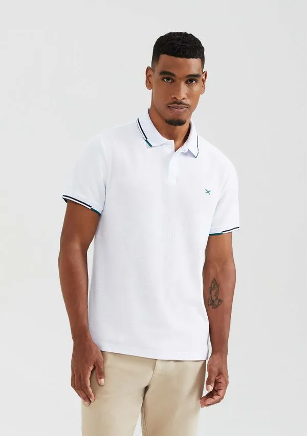 Camisa Polo Masculina Manga Curta Com Bordado - Branco M