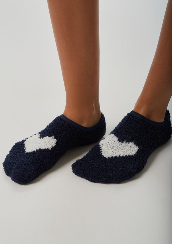 Meia Sapatilha Feminina Em Chenille - Azul P