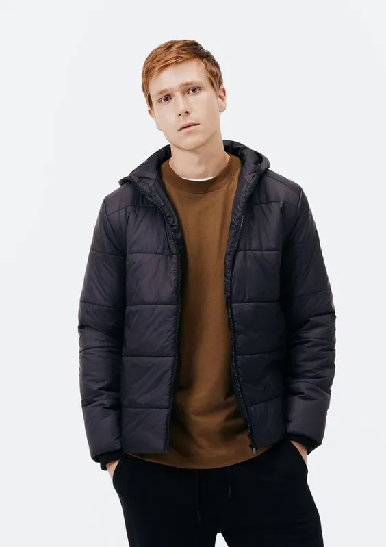 Jaqueta Básica Masculina Puffer Com Capuz - Preto XXG