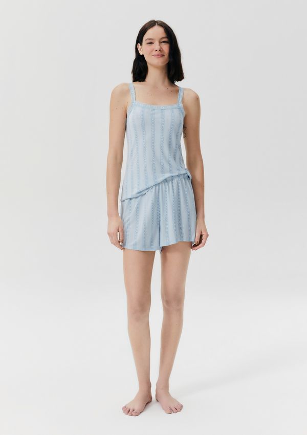 Pijama Curto Feminino Estampado - Azul P