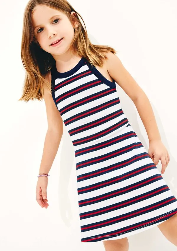 Vestido Infantil Curto Em Ribana Canelada - Vermelho 012