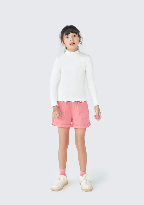 Shorts Infantil Menina Clochard Em Sarja - Rosa 010