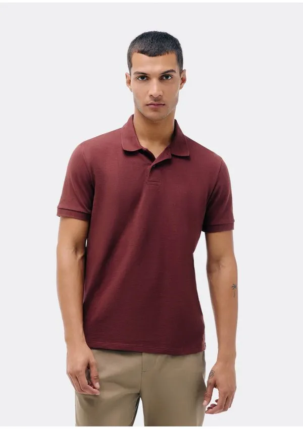 Camisa Polo Básica Masculina Manga Curta Em Piquet - Marsala G