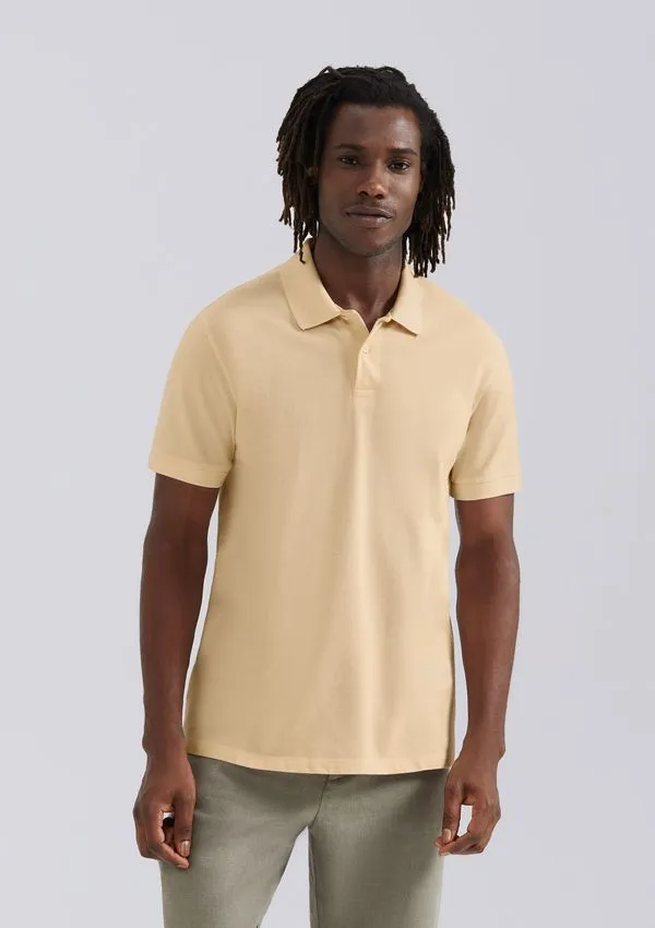 Camisa Polo Básica Masculina Manga Curta Em Piquet - Amarelo XG