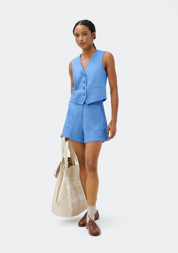 Shorts Feminino Em Alfaiataria - Azul 034