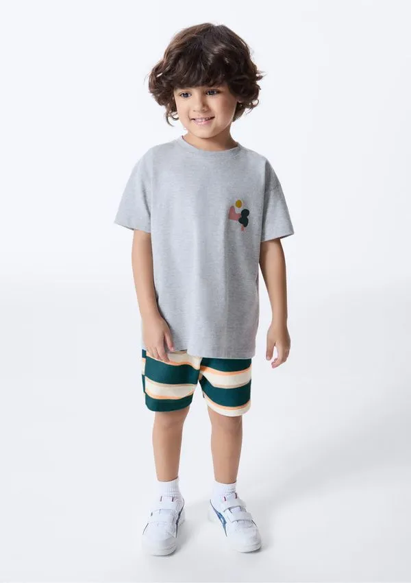 Conjunto Curto Infantil Menino Toddler Em Moletom - Cinza 001
