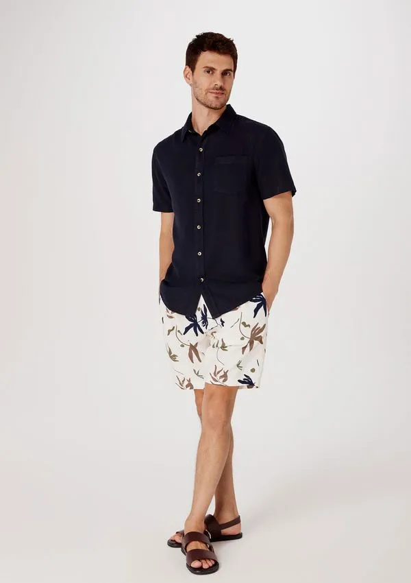 Bermuda Masculina Chino Estampada Em Linho - Off white 048