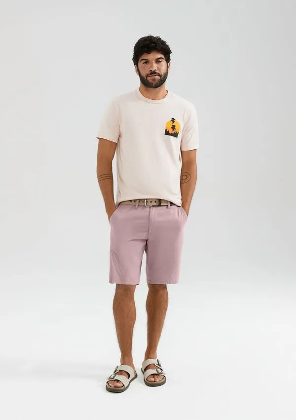 Bermuda Básica Masculina Chino Em Sarja - Rosa 052