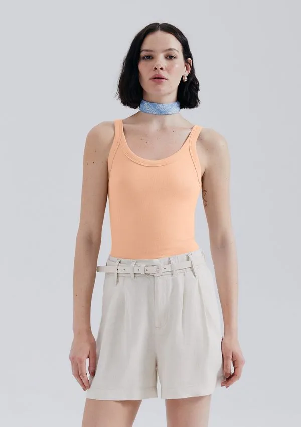 Regata Básica Feminina Slim Rib - Laranja P