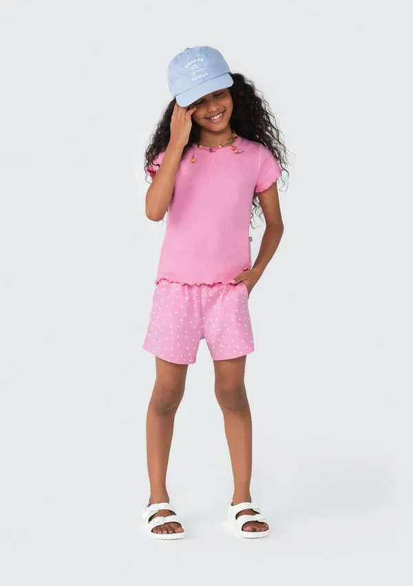 Shorts Básico Infantil Menina Clochard Estampado - Rosa 006