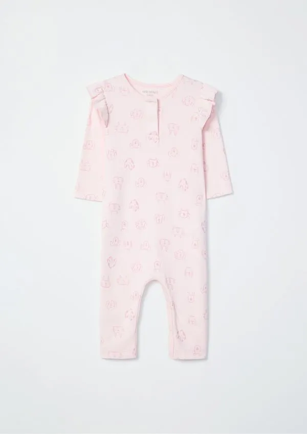 Macacão Com Babados Bebê Menina - Rosa 12M