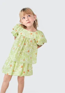 Blusa Bata Infantil Menina Toddler Estampada - Verde 001