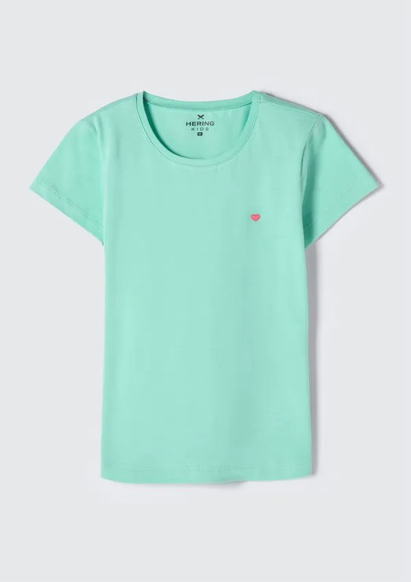 Blusa Básica Infantil Menina Manga Curta Slim - Verde 003