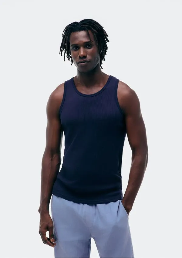 Regata Básica Masculina Slim em Ribana - Azul G