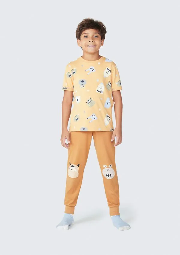Pijama Infantil Menino Com Estampa - Amarelo 014