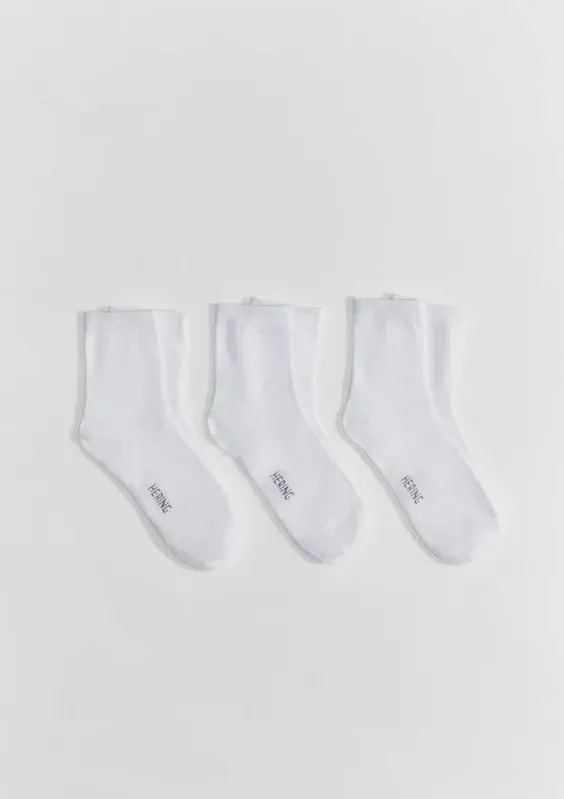 Kit 3 Pares De Meia Unissex Cano Médio - Branco P