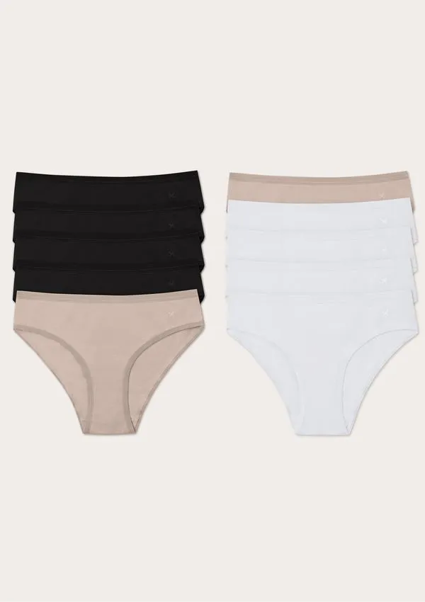 Kit 10 Calcinhas Básicas Biquíni Em Algodão - Multicolorido XXG