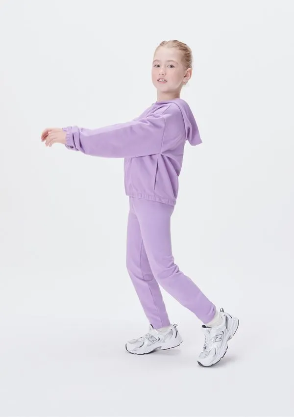 Conjunto Infantil Menina Em Moletom Com Estampa - Lilás 005