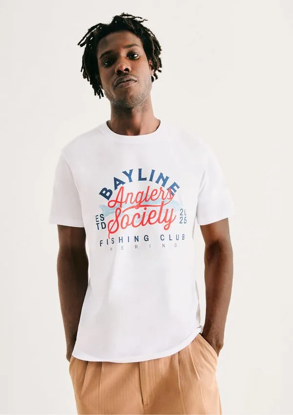 Camiseta Masculina Manga Curta Com Estampa - Branco G