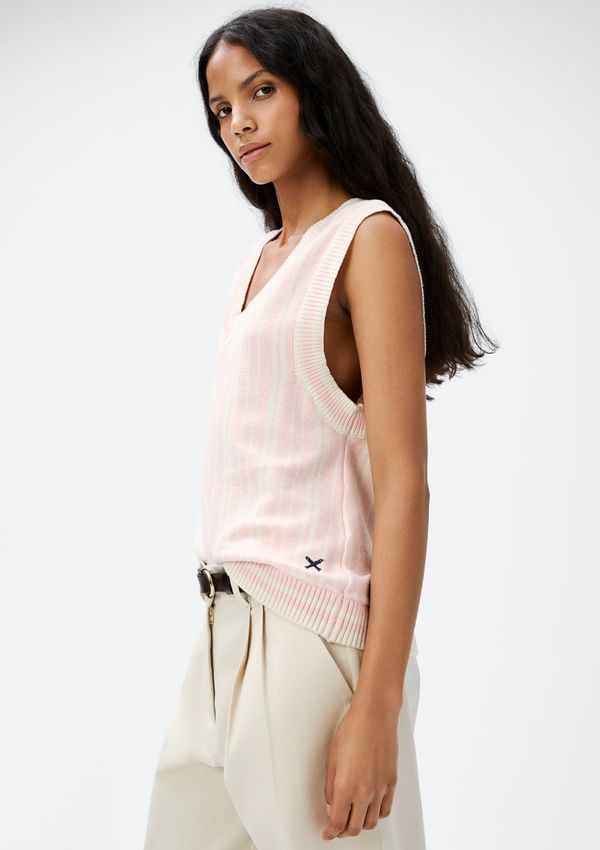 Colete Feminino Fio Tinto Em Tricô - Rosa M