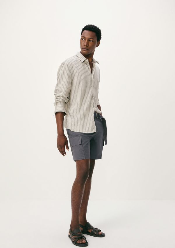 Bermuda Masculina Cargo Em Algodão - Azul 044