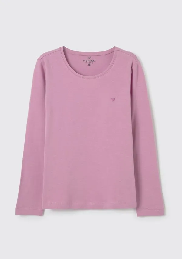 Blusa Básica Infantil Menina Manga Longa Com Patch Hering Kids - Roxo 014