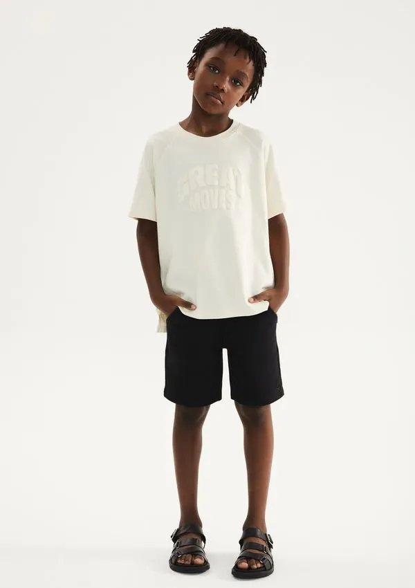 Camiseta Infantil Menino Em Algodão - Creme 012