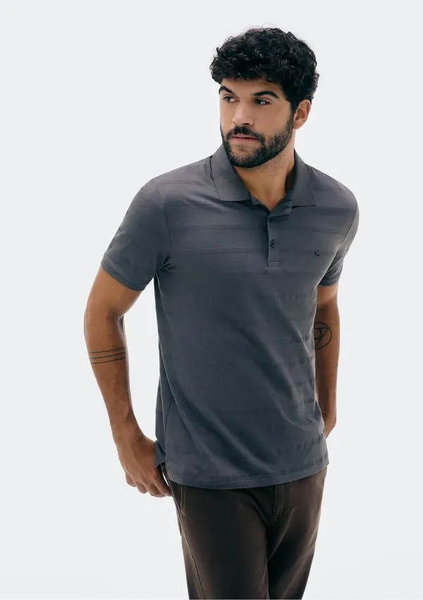Camisa Polo Masculina Manga Curta Com Bordado - Cinza M