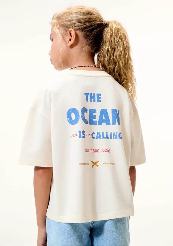 Blusa Infantil Menina Oversized Estampada - Off white 010