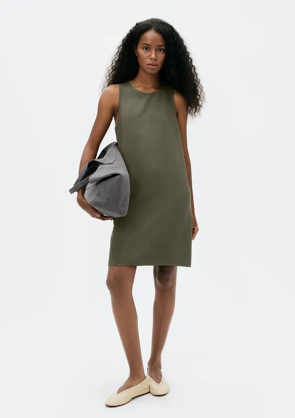 Vestido Curto Em Viscose - Verde G