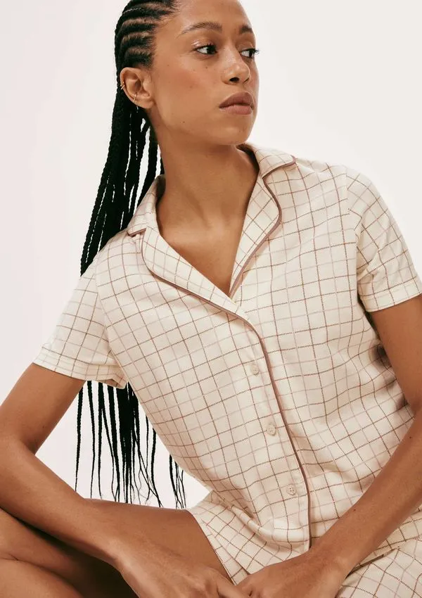 Pijama Curto Feminino Americano Estampado - Off white P