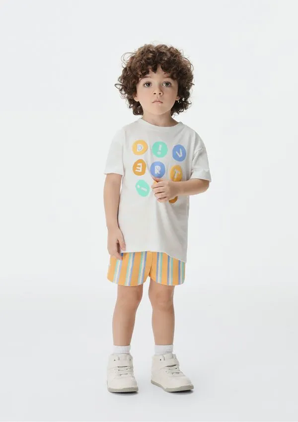 Conjunto Curto Infantil Menino Toddler Em Moletom - Off white 001