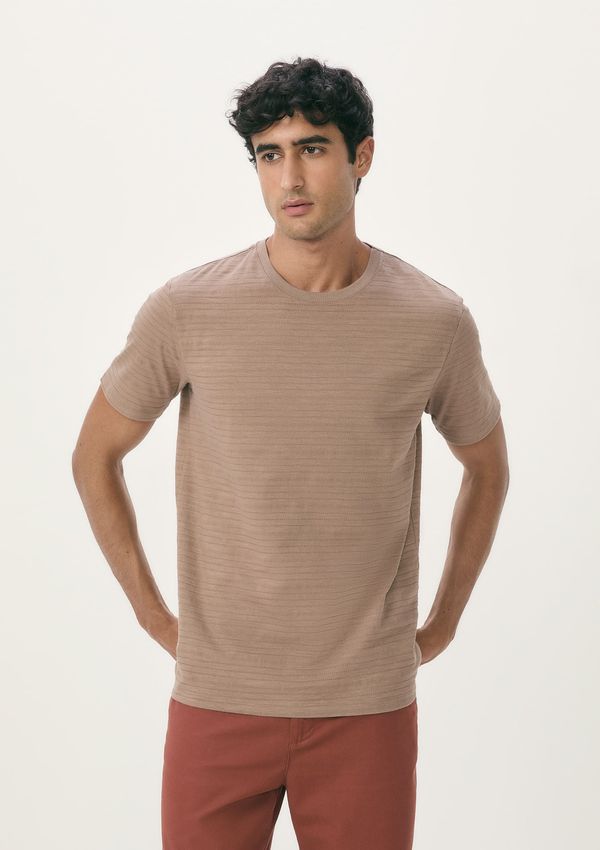 Camiseta Masculina Manga Curta Em Malha Texturizada - Marrom XG