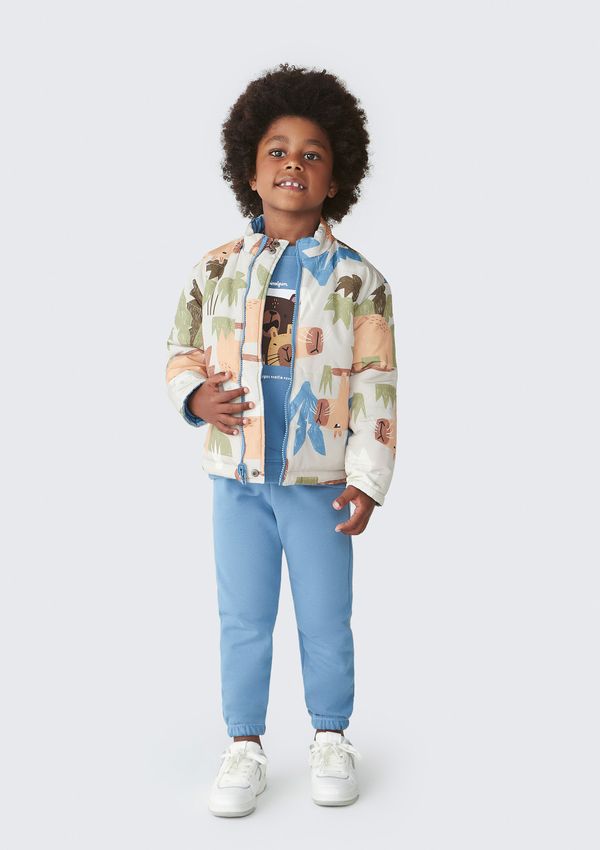 Jaqueta Puffer Infantil Menino Toddler Dupla Face - Azul 003