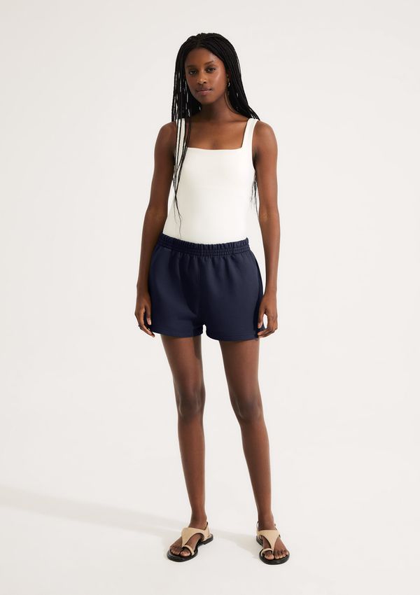 Shorts Feminino Em Malha Binada - Azul M