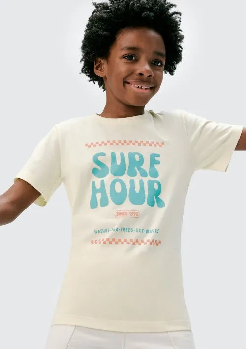 Camiseta Infantil Menino Manga Curta Com Estampa - Amarelo 010