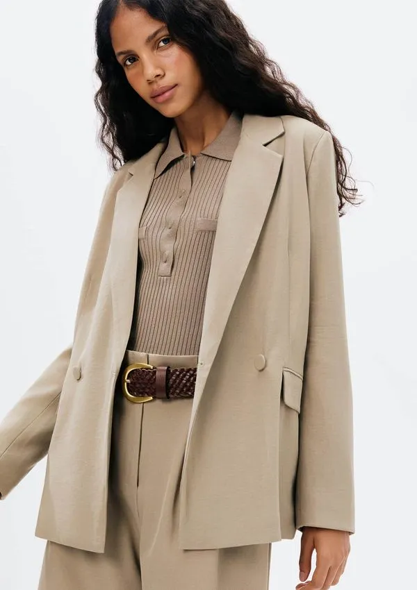 Blazer Feminino Transpassado - Bege XG