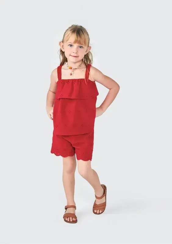Shorts Infantil Menina Toddler - Vermelho 002