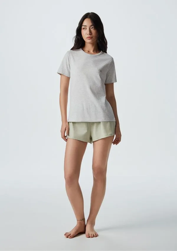 Pijama Curto Feminino Malha De Algodão - Verde M