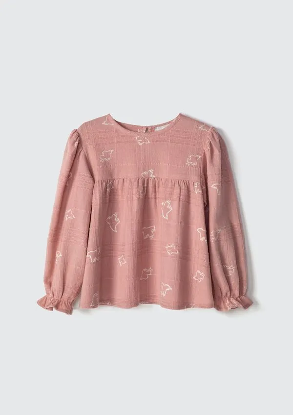 Blusa Bata Infantil Menina Toddler Estampada - Rosa 002