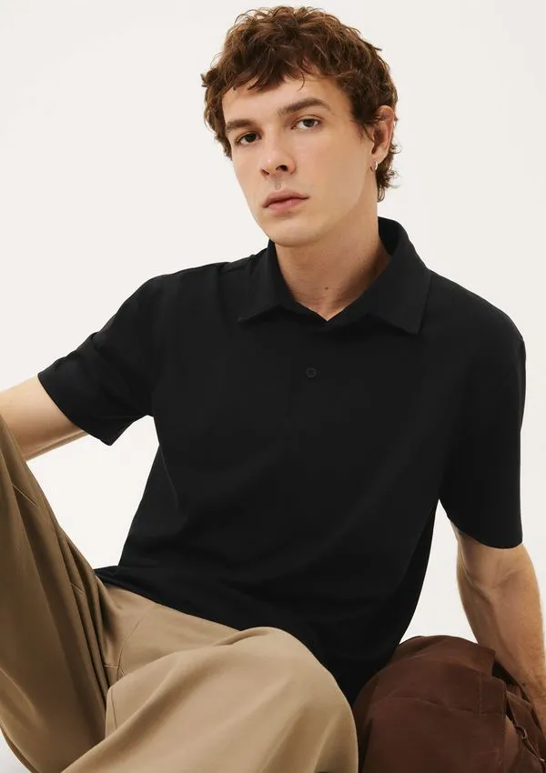 Camisa Polo Masculina Em Malha Premium - Preto M