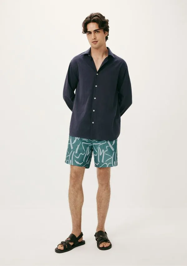 Shorts Praia Masculino Estampado - Verde XXG