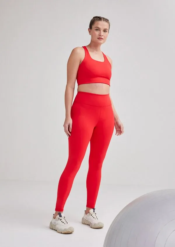 Calça Legging Feminina Esportiva Básica Biodegradável - Vermelho M